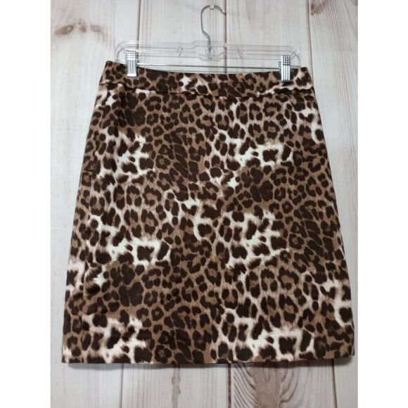 Leopard Print‎ Skirt Brown Animal Print Career Cocktail Party - Picture 1 of 6